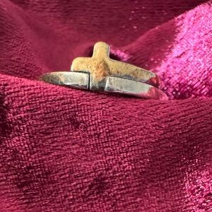 Silpada Two-Tone Gold and Silver Simple Cross Ring